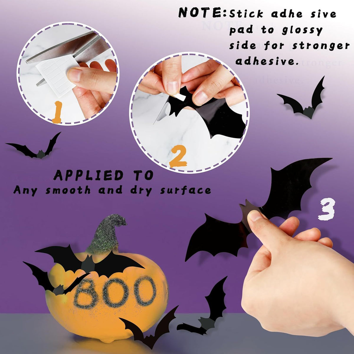 Halloween Party Supplies & Decorations 140Pcs Realistic PVC 3D Black Scary Bat Wall Stickers for Creepy Home & Indoor Decor