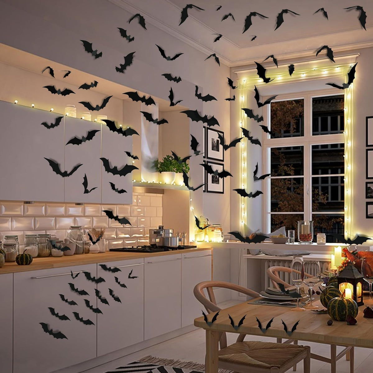 Halloween Party Supplies & Decorations 140Pcs Realistic PVC 3D Black Scary Bat Wall Stickers for Creepy Home & Indoor Decor