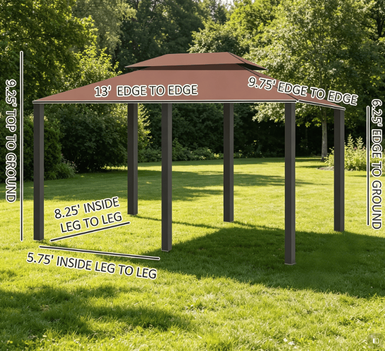 10' X 13' Outdoor Patio Gazebo with Curtains Vented Roof Steel Frame Garden Lawn Backyard Canopy Shelter for Deck