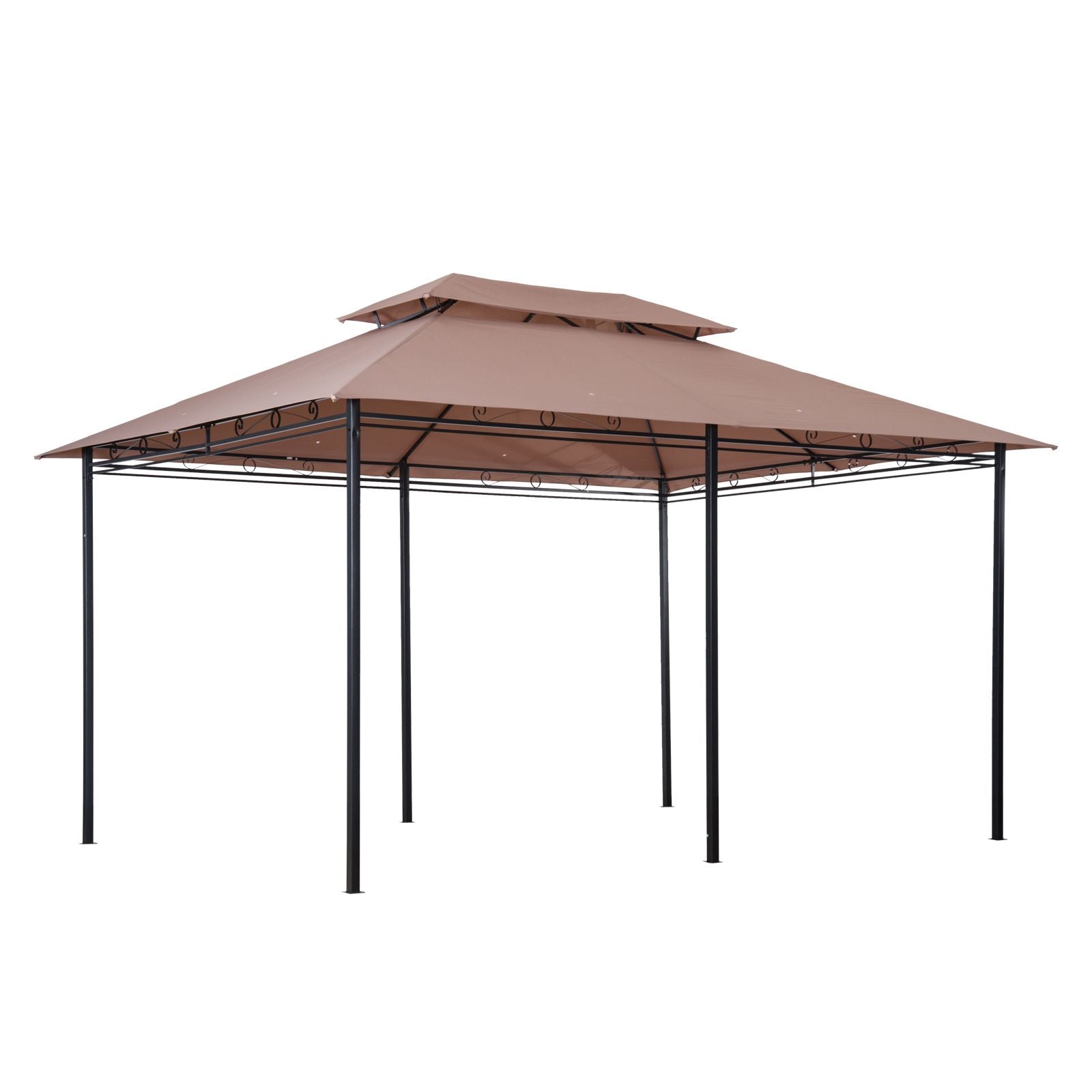 10' X 13' Outdoor Patio Gazebo with Curtains Vented Roof Steel Frame Garden Lawn Backyard Canopy Shelter for Deck