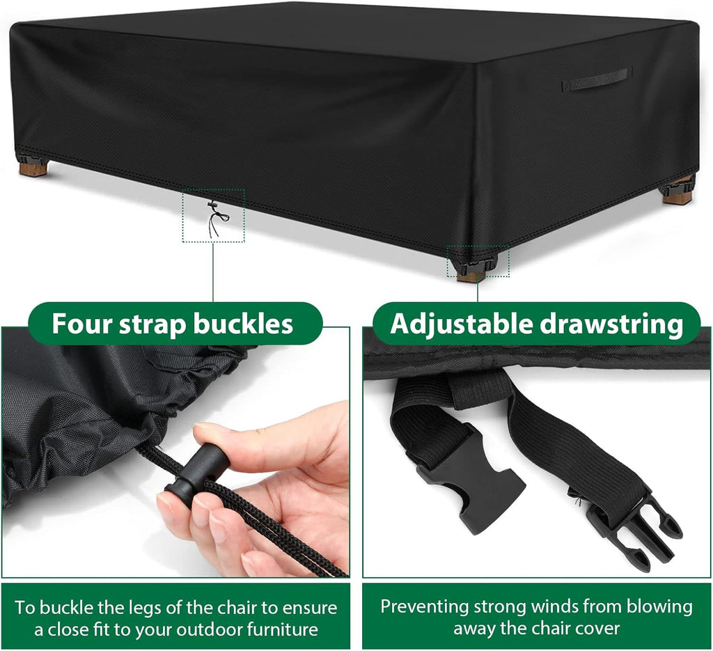 ESSORT Extra Large Patio Furniture Cover,  Heavy Duty Waterproof Outdoor Table Cover, All Weather Protection from Rain, Snow, UV, for 10-12 Seat Rectangular Set