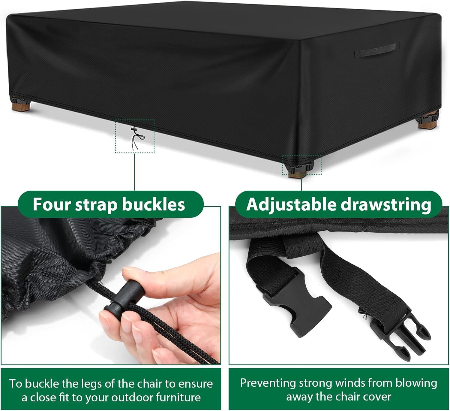 ESSORT Extra Large Patio Furniture Cover,  Heavy Duty Waterproof Outdoor Table Cover, All Weather Protection from Rain, Snow, UV, for 10-12 Seat Rectangular Set