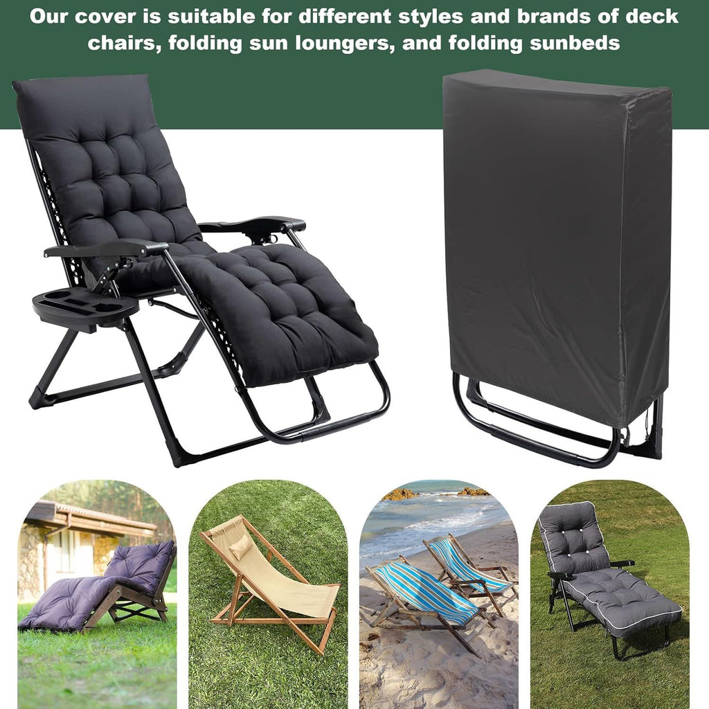Zero Gravity Folding Chair Covers 2PCS, Dustproof Waterproof 420D Oxford Cloth Lawn Patio Furniture Covers