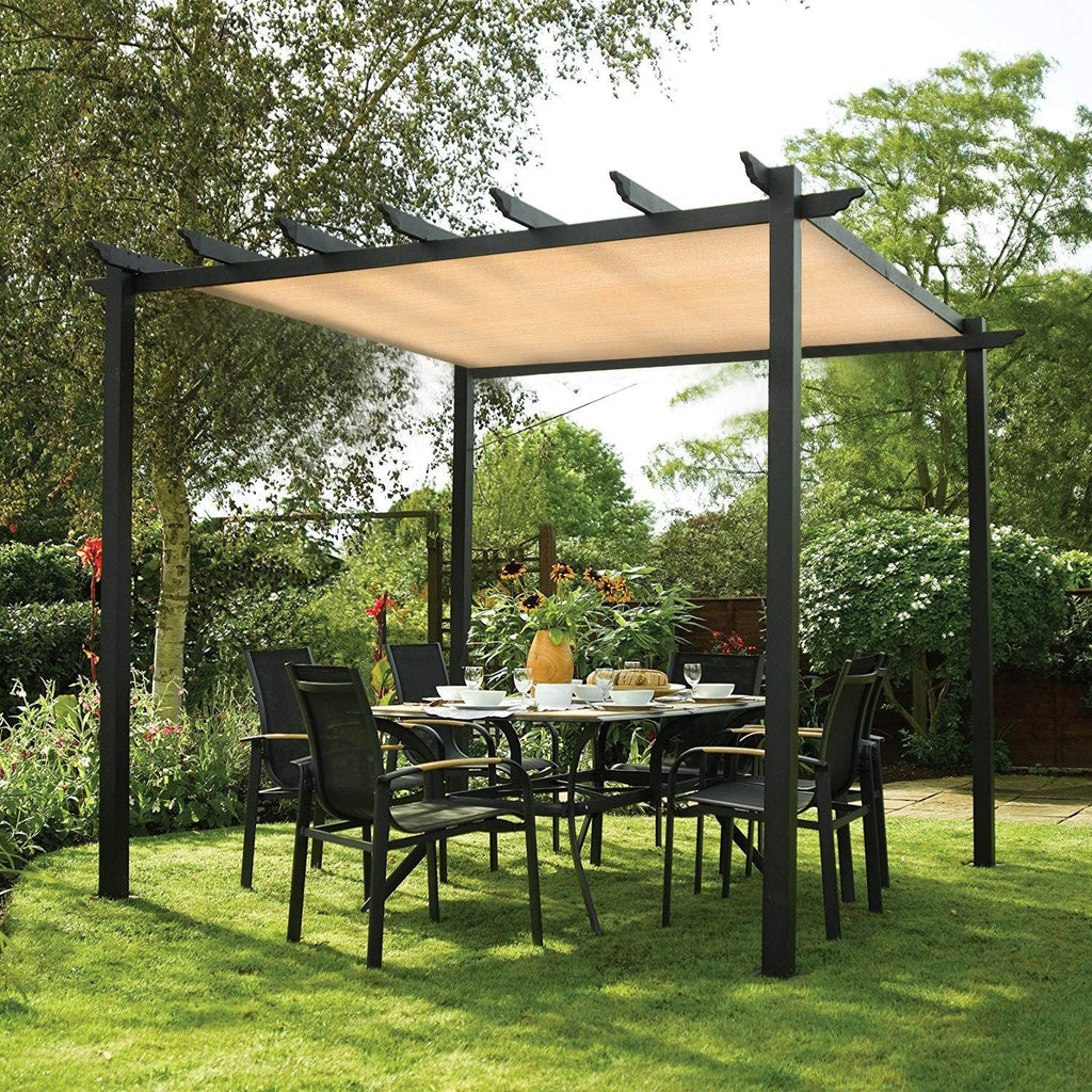 12ft*12ft 90% Beige Sunshade Netting, Outdoor Sun Protection Netting, Nail-on Fixing, Garden, Balcony, and Terrace Awning