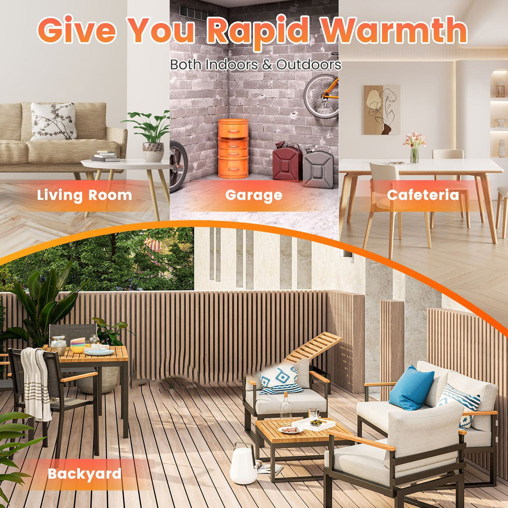 1500W Infrared Heater With Stand Electric Outdoor Patio Heater IP65 Waterproof Tripod Wall Mount with 2 Remotes 3 Heating Levels for Home Restaurant Yard Office Garage