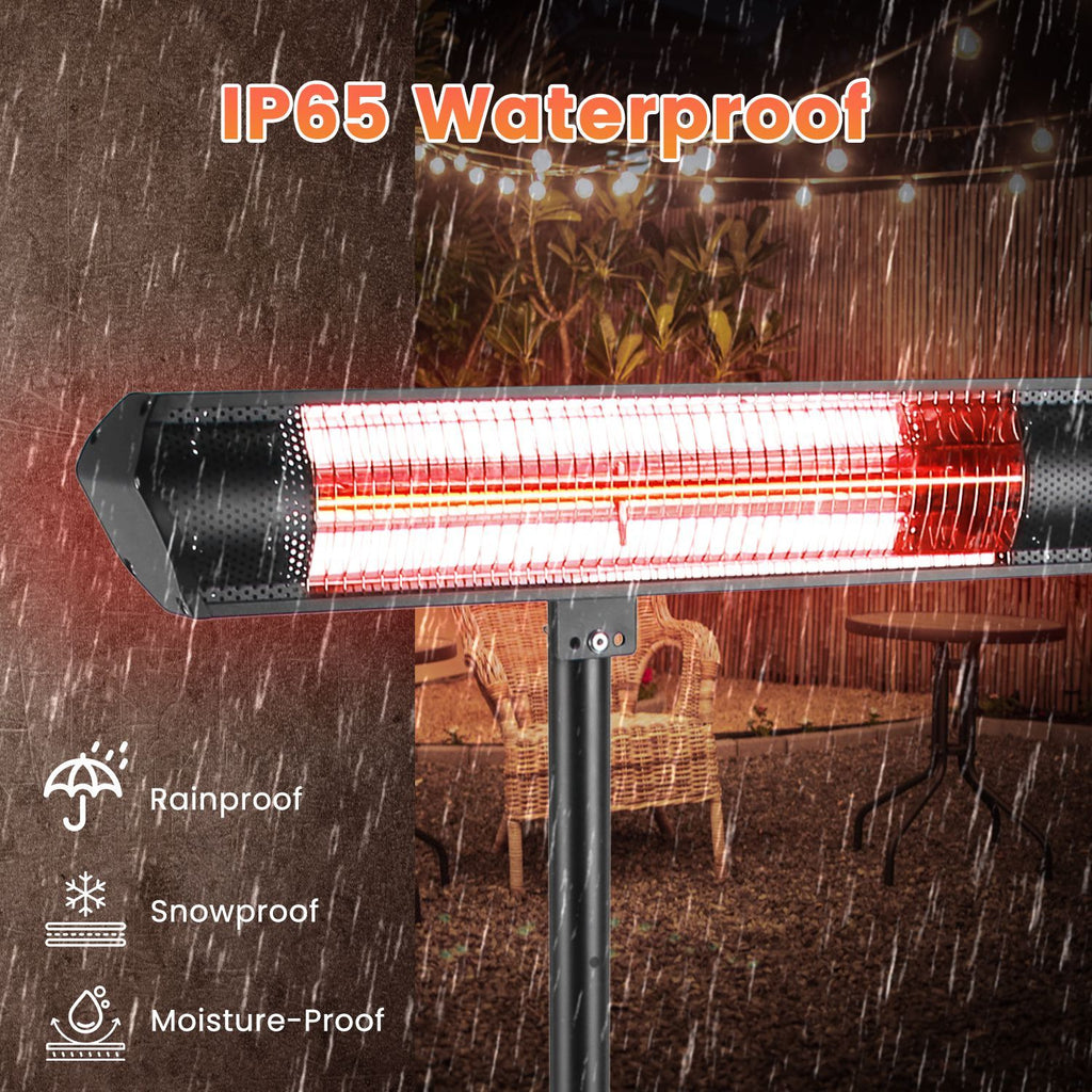 1500W Infrared Heater With Stand Electric Outdoor Patio Heater IP65 Waterproof Tripod Wall Mount with 2 Remotes 3 Heating Levels for Home Restaurant Yard Office Garage