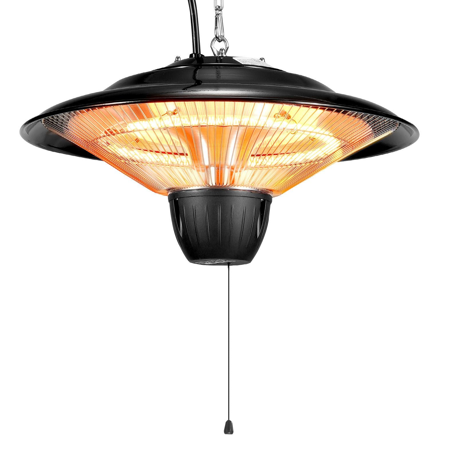 Hanging Patio Heater, 1500W Electric Space Infrared Heater, IP34 Protection with 23.6 inch Pull Cord & Adjustable Chain, for Porch,Patio,Dining Room,Studio Outdoor/Indoor