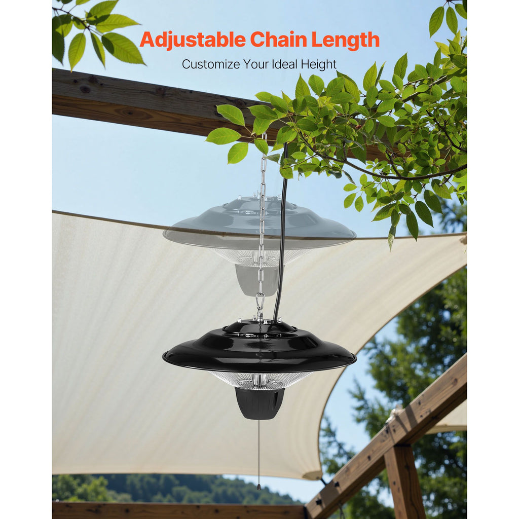 Hanging Patio Heater, 1500W Electric Space Infrared Heater, IP34 Protection with 23.6 inch Pull Cord & Adjustable Chain, for Porch,Patio,Dining Room,Studio Outdoor/Indoor