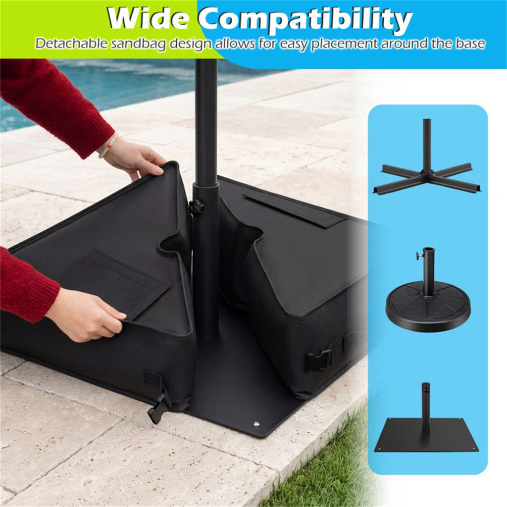 2-Pack 90lbs Patio Umbrella Base Sandbags 900D Oxford Weatherproof Weight Bags for Offset Cantilever Umbrella