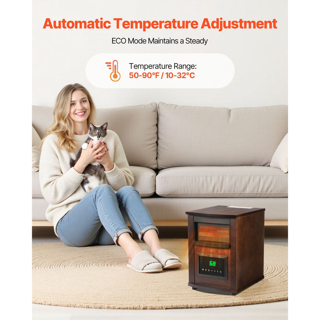 Infrared Heater, 1500W Electric Space Heater with Remote Control, LED Screen & 24H Timer, Multiple Temperature Adjustable for Patio Bedroom,Living Room,Studio,Dining Room