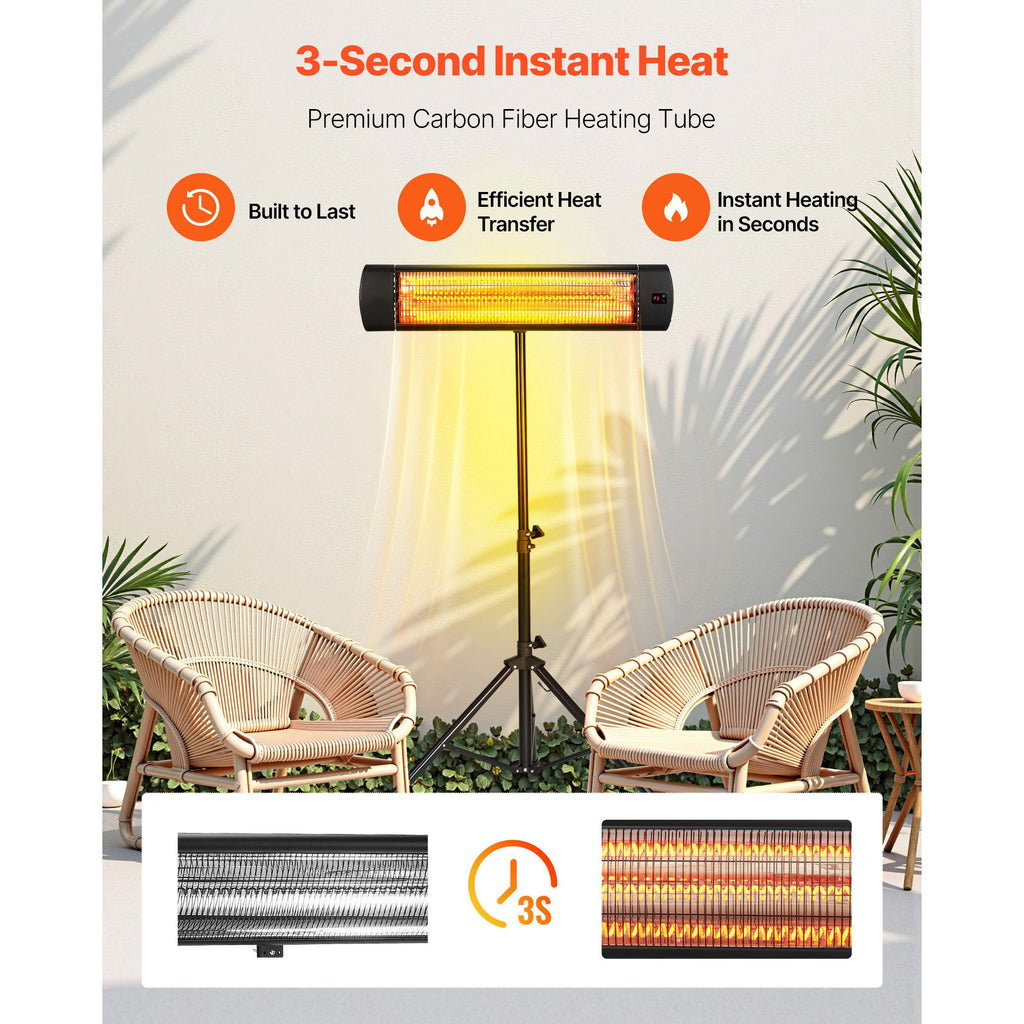 Infrared Heater, 1500W Electric Space Heater with Remote Control, LED Screen w/ 3 Speeds & Timer, Outdoor/Outdoor for Patio,Porch,Dining Room,Studio
