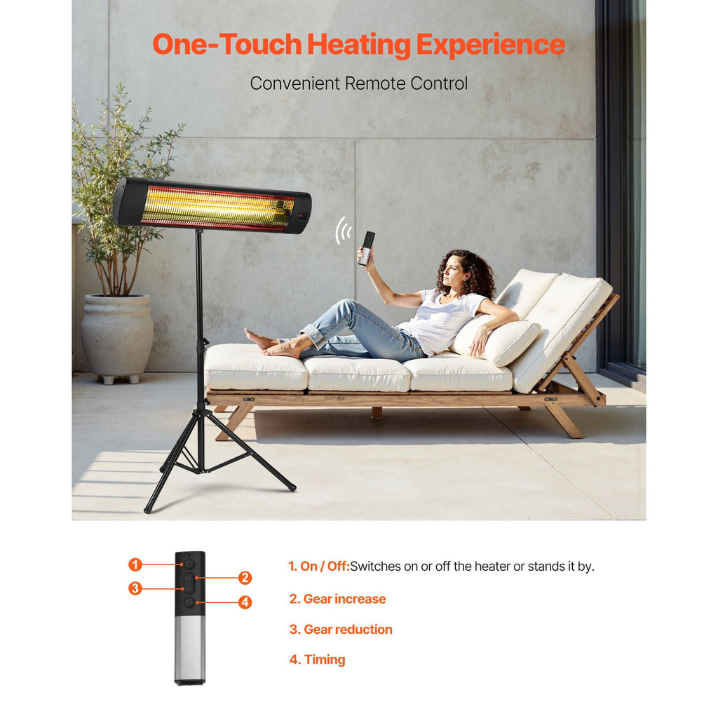 Infrared Heater, 1500W Electric Space Heater with Remote Control, LED Screen w/ 3 Speeds & Timer, Outdoor/Outdoor for Patio,Porch,Dining Room,Studio