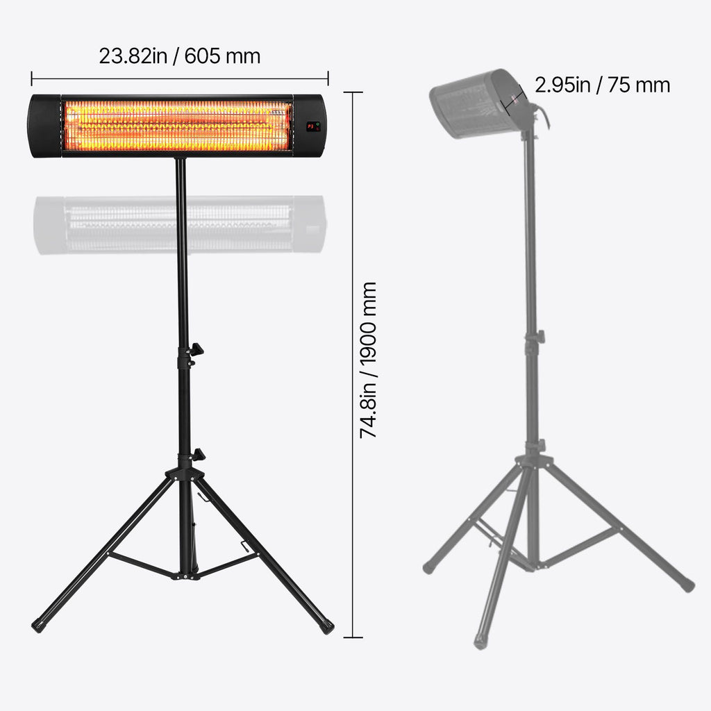 Infrared Heater, 1500W Electric Space Heater with Remote Control, LED Screen w/ 3 Speeds & Timer, Outdoor/Outdoor for Patio,Porch,Dining Room,Studio