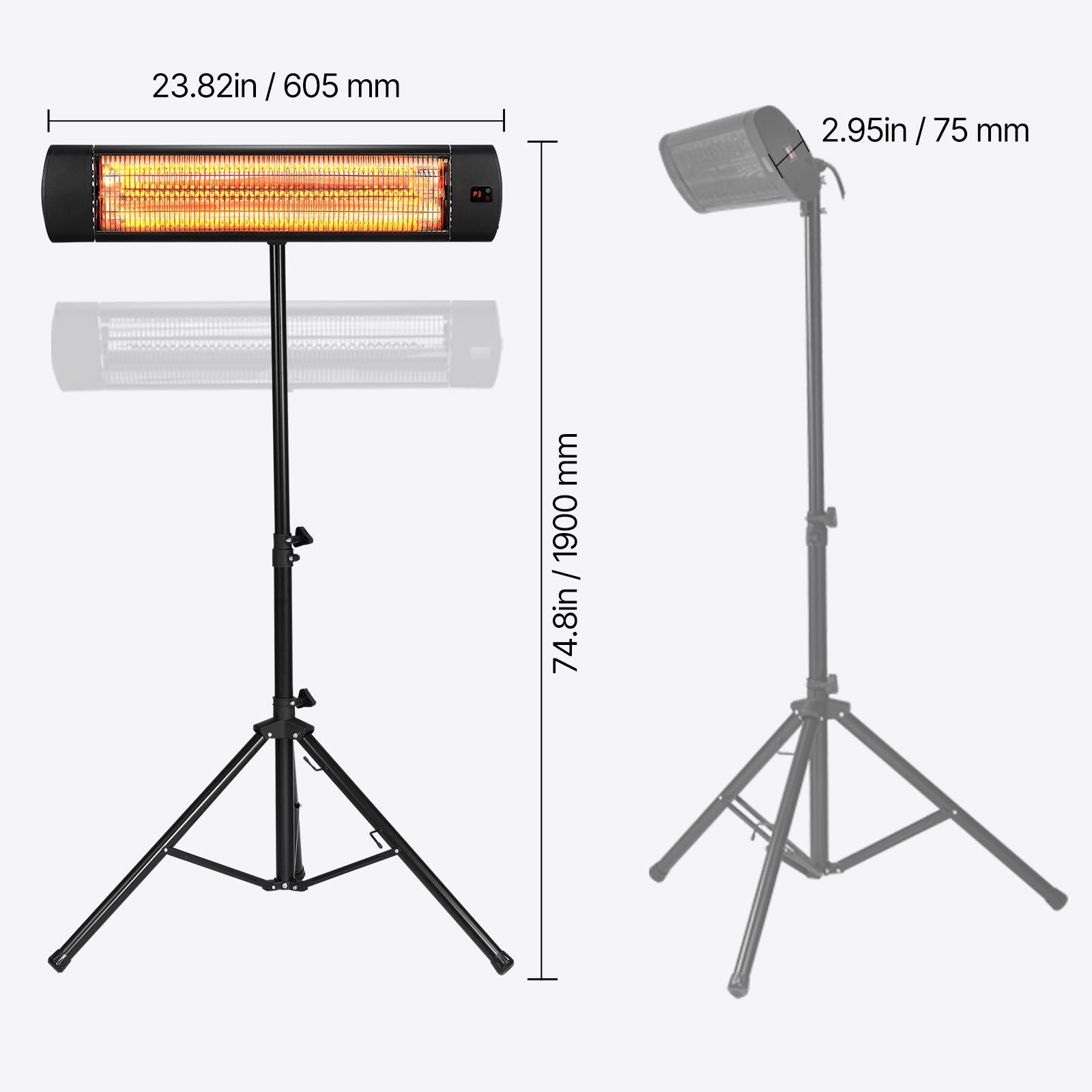 Infrared Heater, 1500W Electric Space Heater with Remote Control, LED Screen w/ 3 Speeds & Timer, Outdoor/Outdoor for Patio,Porch,Dining Room,Studio