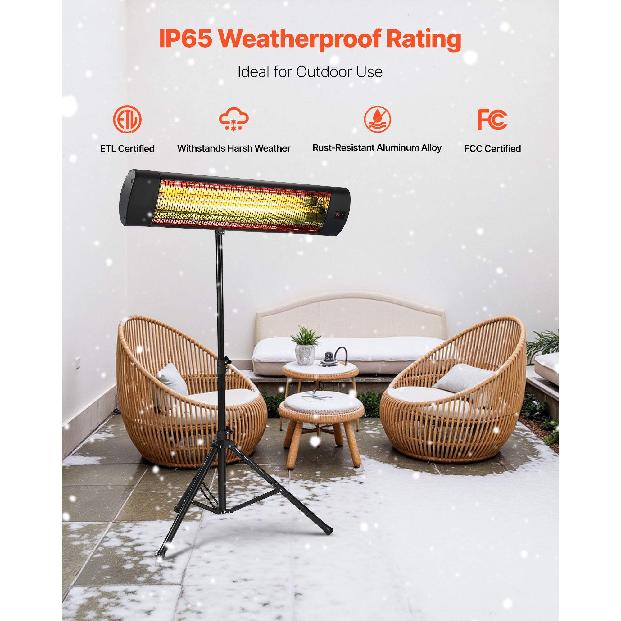 Infrared Heater, 1500W Electric Space Heater with Remote Control, LED Screen w/ 3 Speeds & Timer, Outdoor/Outdoor for Patio,Porch,Dining Room,Studio