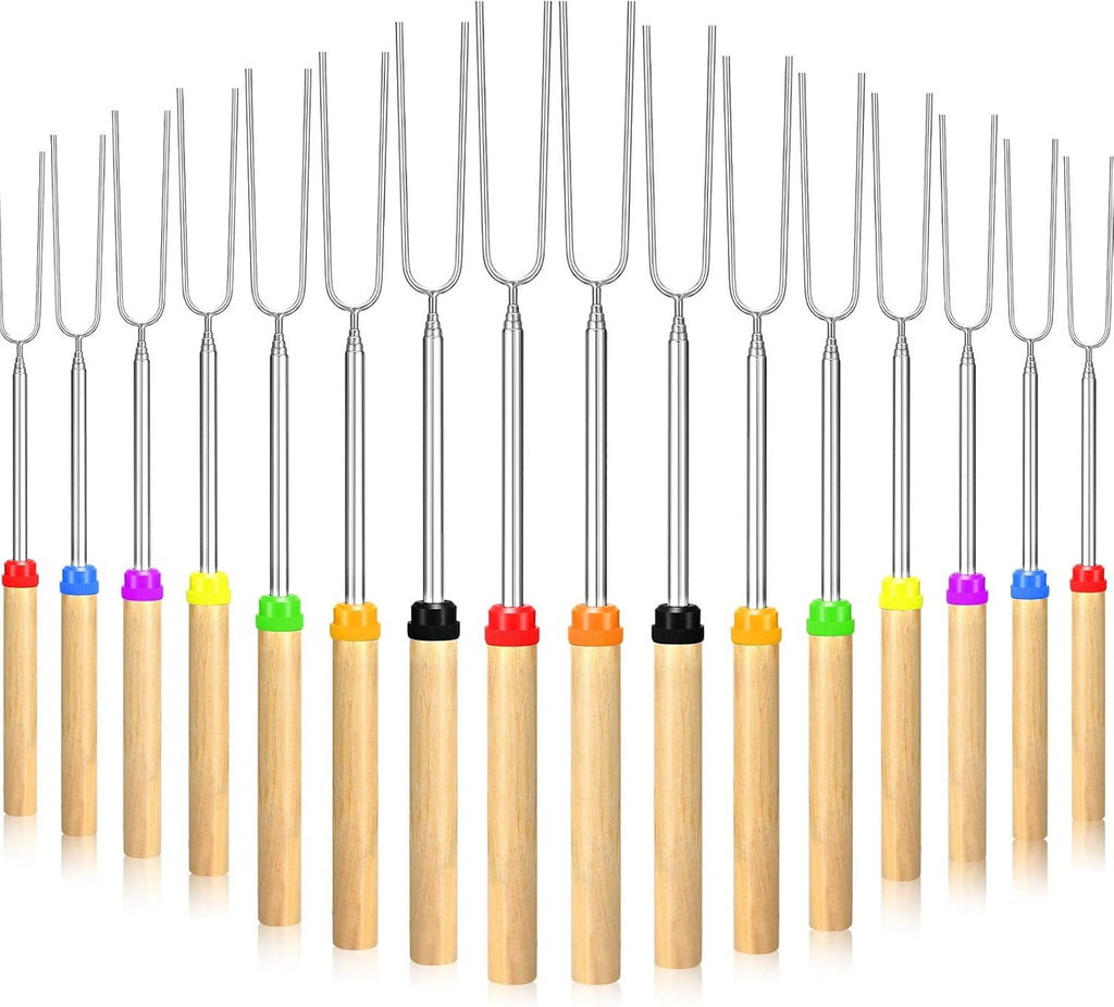 32 Inch Marshmallow Roasting Sticks Bulk, Smores Skewers for Fire Pit Kit, Hot Dog Camping Skewers Accessories Campfire Marshmellow Extendable Forks Bbq Tools Smores Sticks(20 Pack)