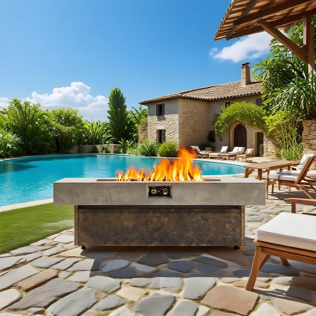 Tabletop Propane Fire Pits, 56 x 23 in, 50,000 BTU outdoor firepit table, Suitable for Outdoor, Patio, Balcony, three height options
