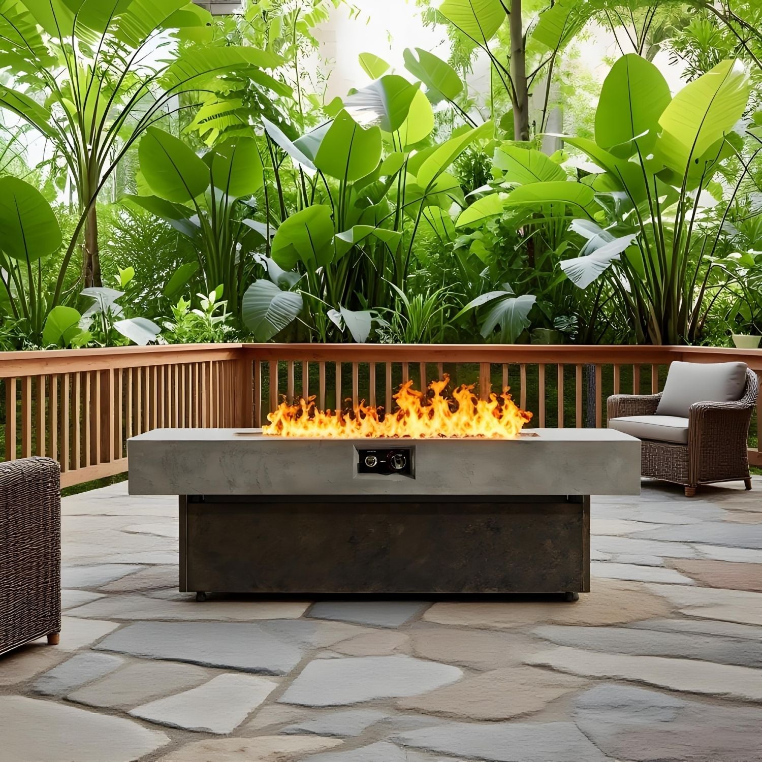Tabletop Propane Fire Pits, 56 x 23 in, 50,000 BTU outdoor firepit table, Suitable for Outdoor, Patio, Balcony, three height options