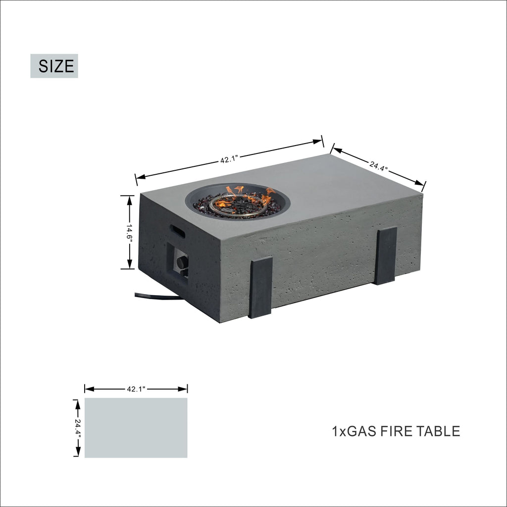 Patio Garden Fire Pit Table Set of 2 with Built-in Ice Bucket, Magnesium Oxide