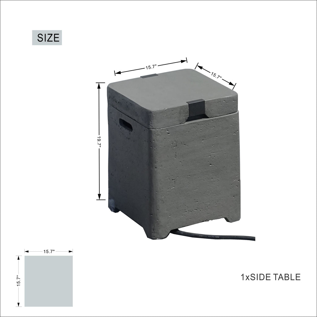 Patio Garden Fire Pit Table Set of 2 with Built-in Ice Bucket, Magnesium Oxide