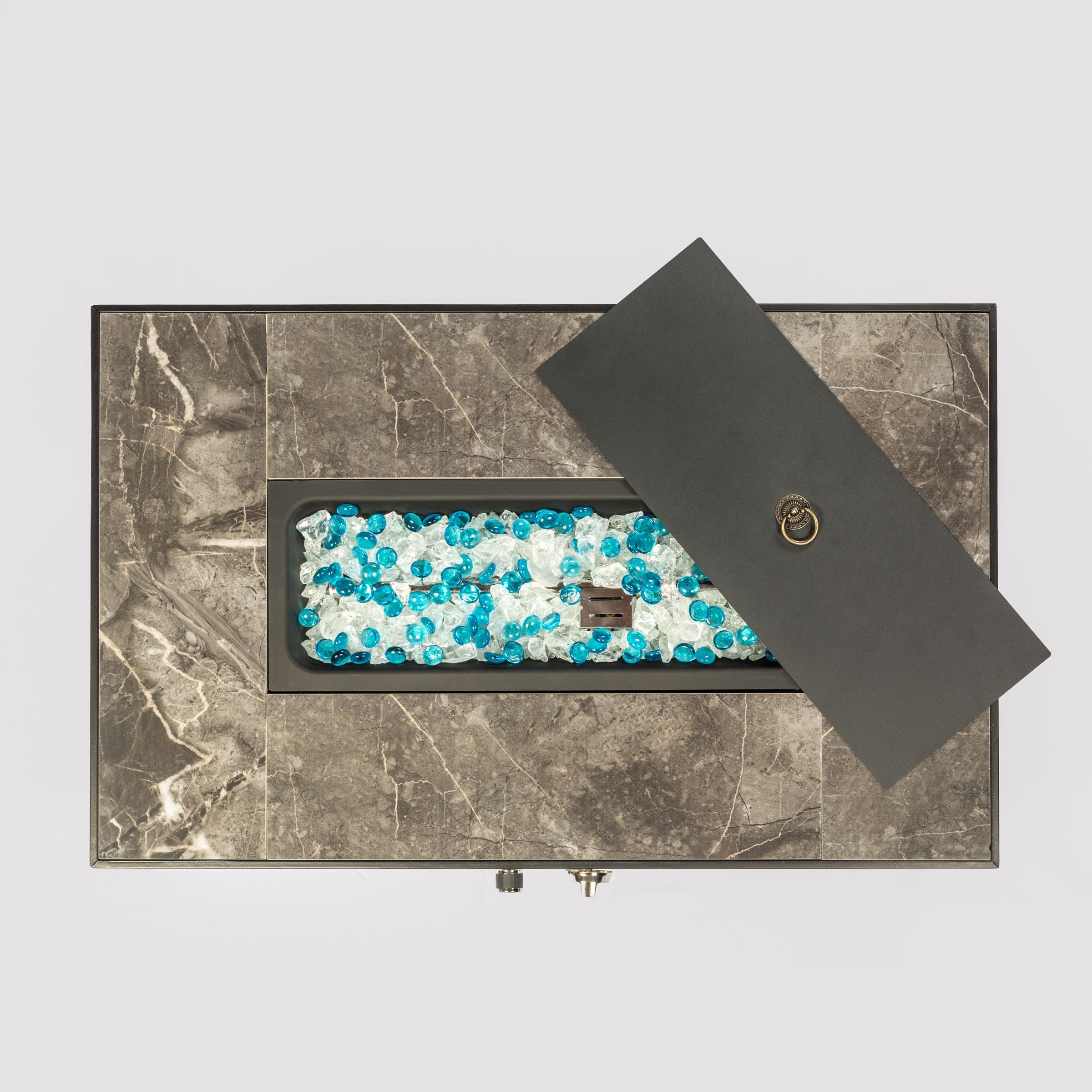 Outdoor Fire Table Propane Fire Pit Rattan gas fire table;  gas fire table with tile tabletop