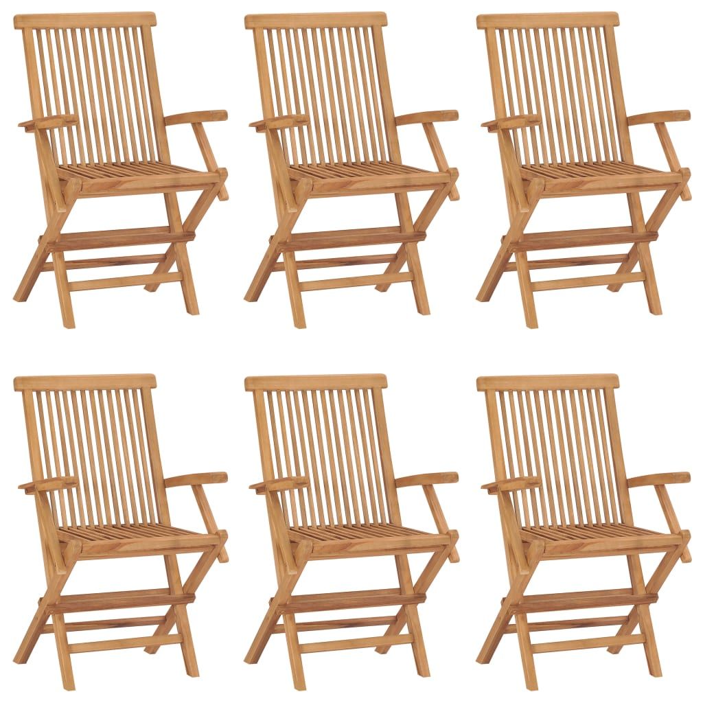 Folding Chairs 6 pcs Solid Teak Wood