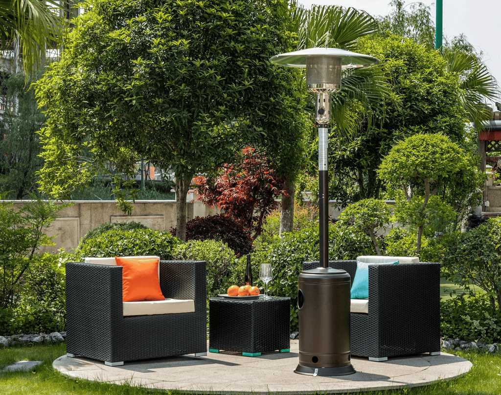 Outdoor Patio Propane Heater with Portable Wheels 47,000 BTU 88 inch Standing Gas Outside Heater Stainless Steel Burner Commercial & Residential Hammered Black for Party Restaurant Garden Yard-Smocha