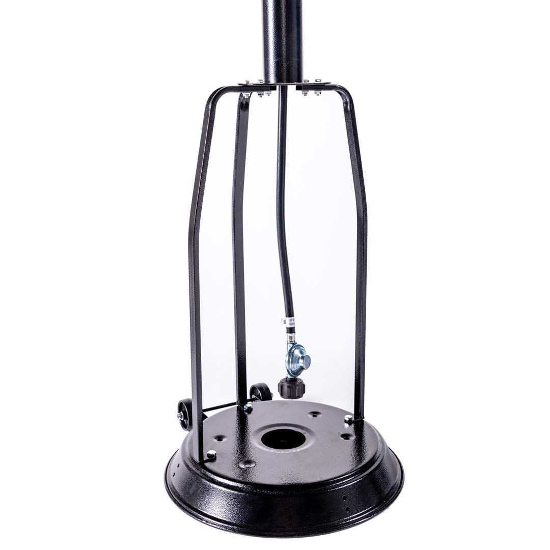 Outdoor Patio Propane Heater with Portable Wheels 47,000 BTU 88 inch Standing Gas Outside Heater Stainless Steel Burner Commercial & Residential Hammered Black for Party Restaurant Garden Yard-Black