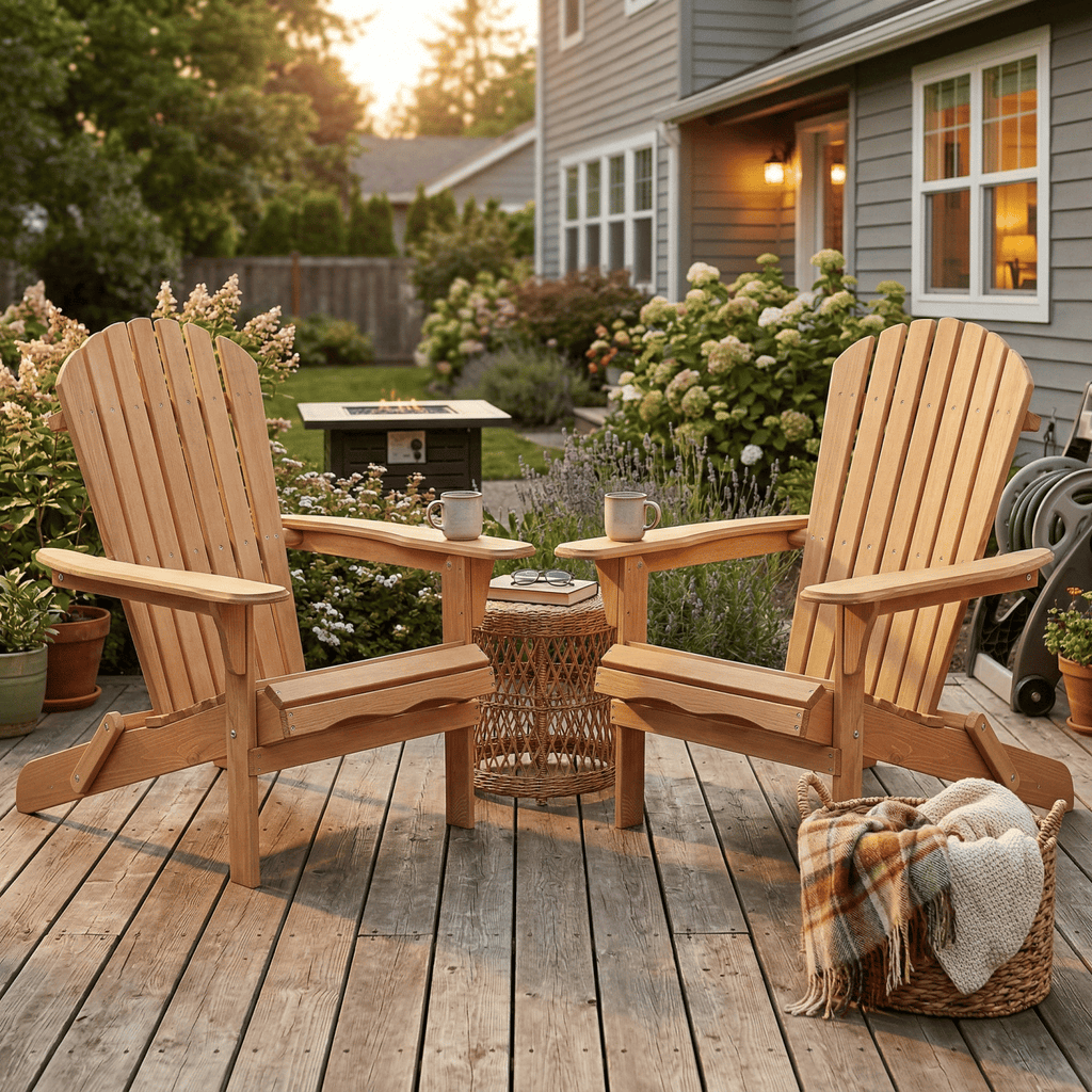 Wooden Outdoor Folding Adirondack Chair Set of 2 Wood Lounge Patio Chair for Garden,Garden, Lawn, Backyard, Deck, Pool Side, Fire Pit,Half Assembled,