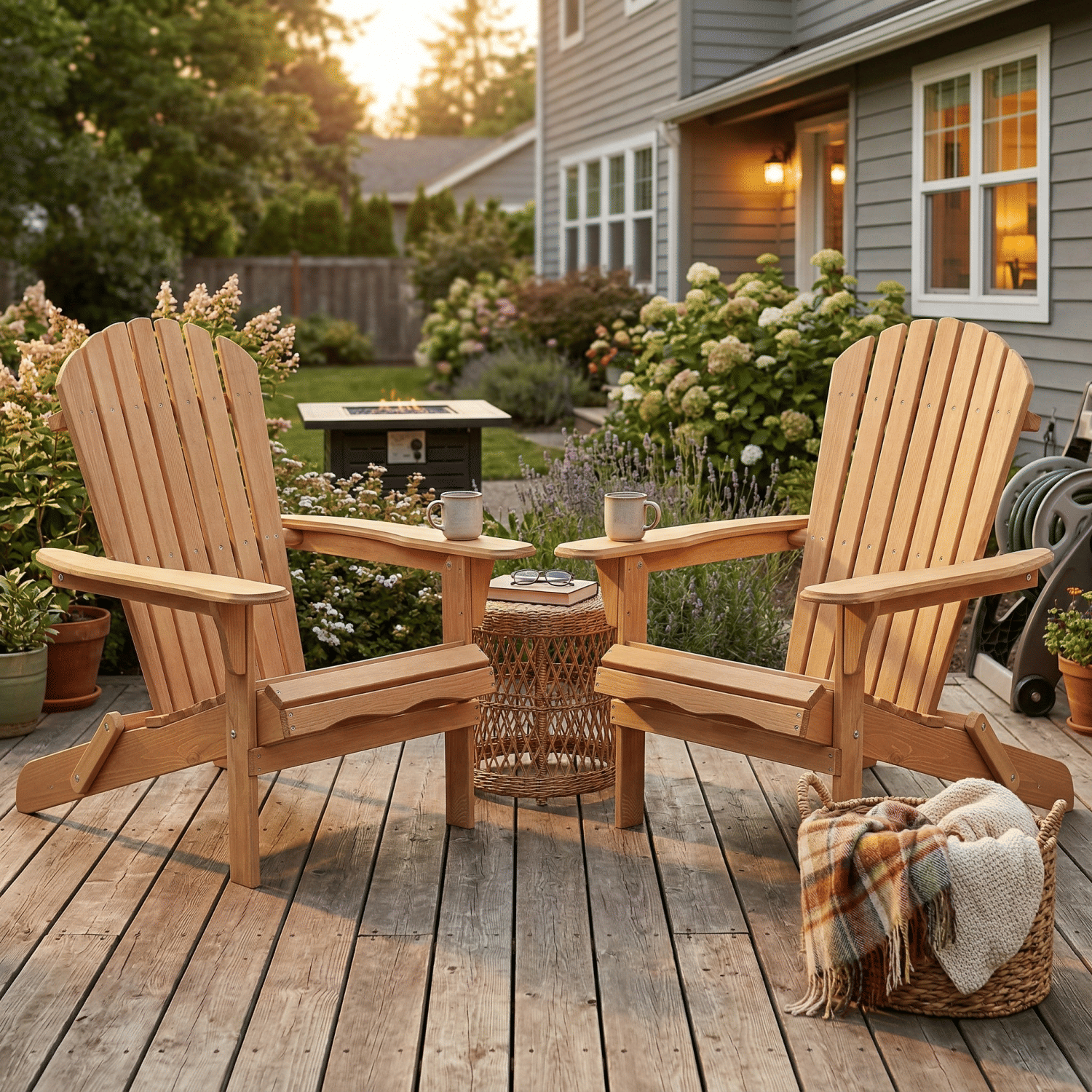 Wooden Outdoor Folding Adirondack Chair Set of 2 Wood Lounge Patio Chair for Garden,Garden, Lawn, Backyard, Deck, Pool Side, Fire Pit,Half Assembled,