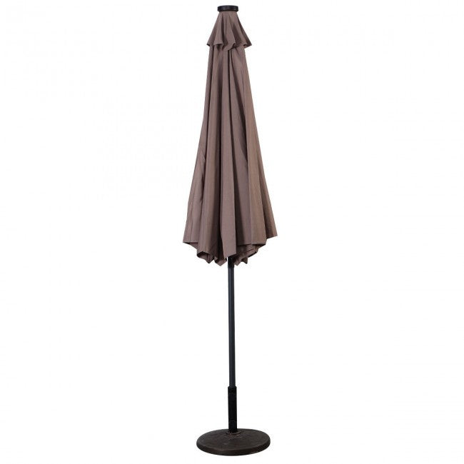 10 Feet Patio Solar Umbrella with Crank and LED Lights