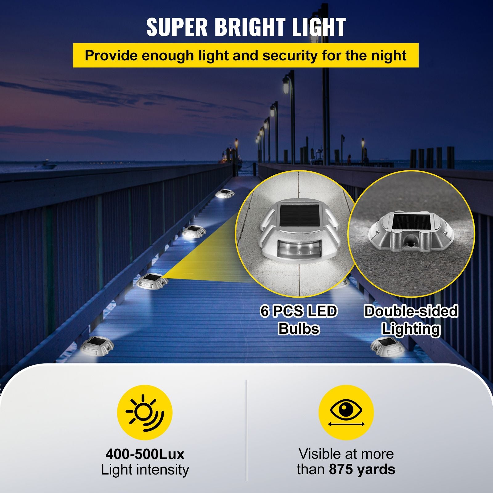 Solar Pathway Lights, 12-Pack, White, Includes Screws, Weatherproof Outdoor Deck Lights, 6 LED, Ideal for Garden Paths, Walkways, Driveways & Steps