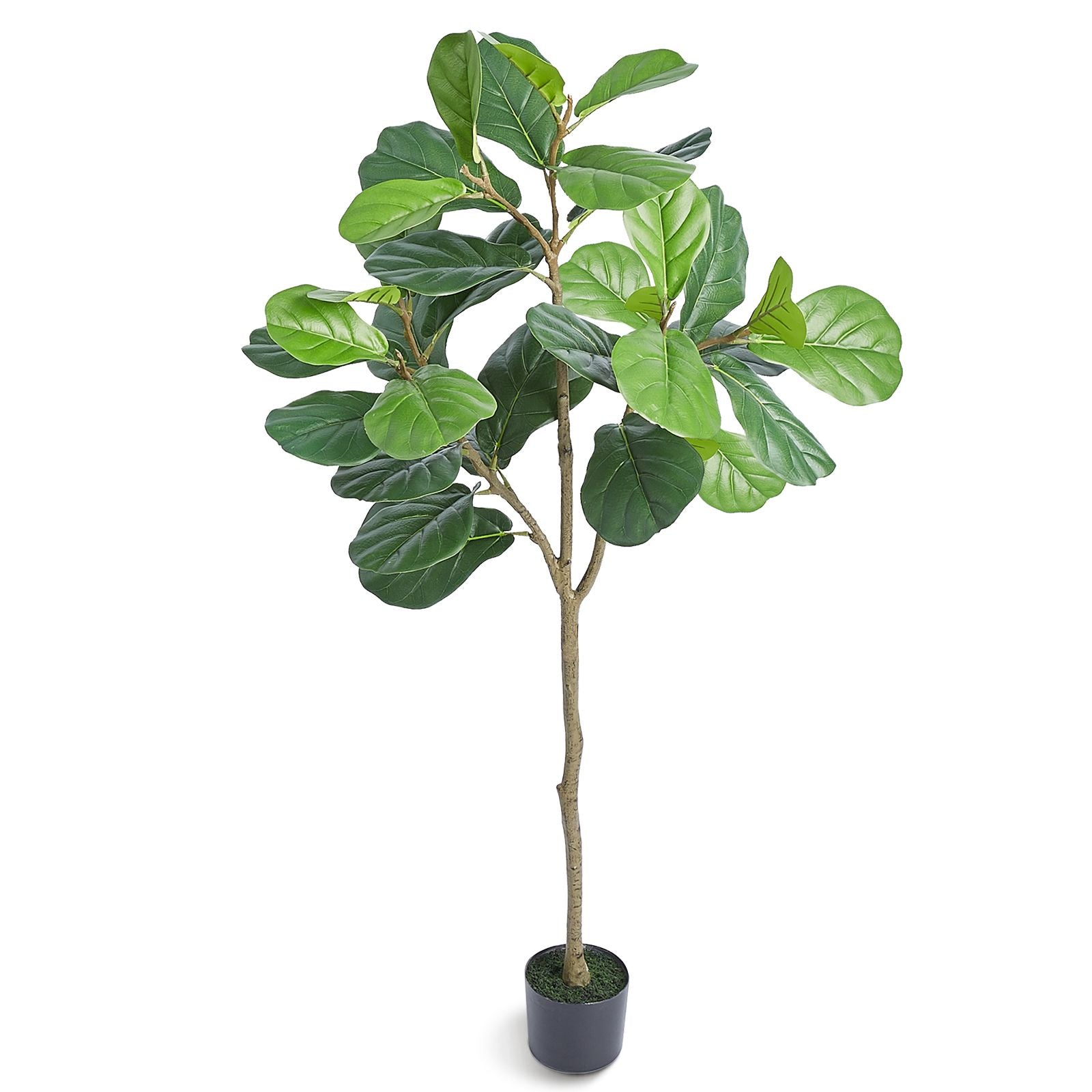 Artificial Fiddle Leaf Fig Tree, 5 FT, Secure PE Material & Anti-Tip Tilt Protection Low-Maintenance Faux Plant, Lifelike Green Fake Potted Tree for Home Office Warehouse Decor Indoor Outdoor