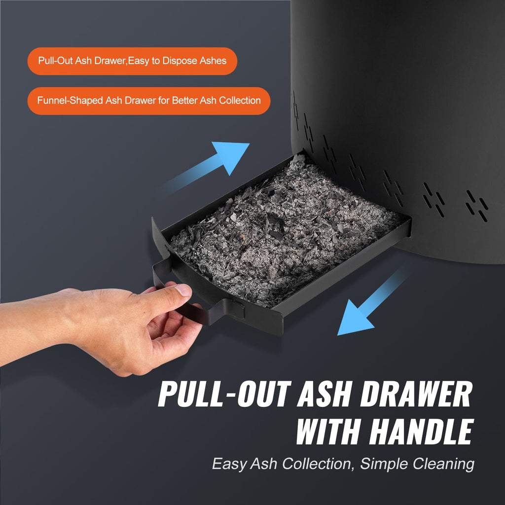 Smokeless Fire Pit Stove Bonfire, H: 15.4 in x Dia: 15.7 in ,Wood Burning Fireplaces with Removable Ash Pan, SUS430 Stainless Steel Inner Portable Outdoor Firepit,for Outdoor Patio Camping