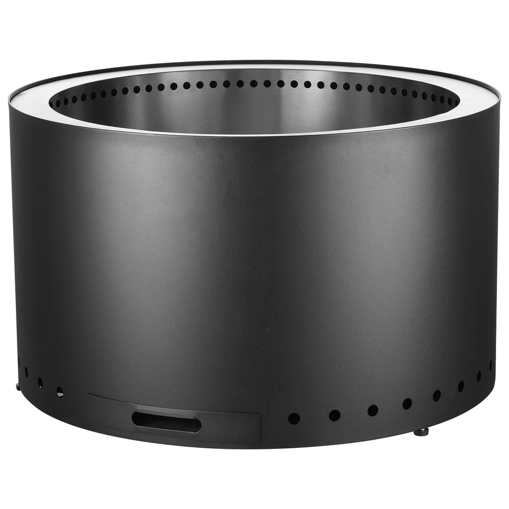 Smokeless Fire Pit Stove Bonfire, H: 18 in x Dia: 28 in ,Wood Burning Fireplaces with Removable Ash Pan, SUS430 Stainless Steel inner Portable Outdoor Firepit,for Outdoor Patio Camping, Black