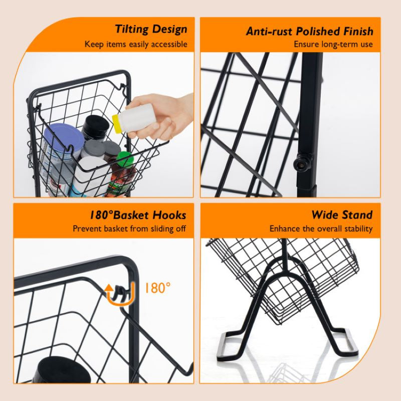 3-Tier Kitchen Storage Basket Organizer for Fruit & Items