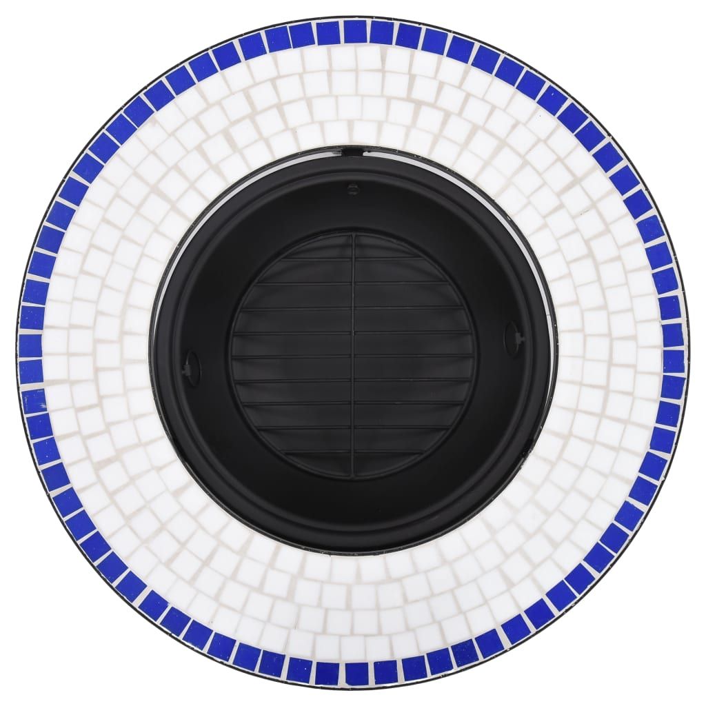 Mosaic Fire Pit Blue and White 26.8" Ceramic