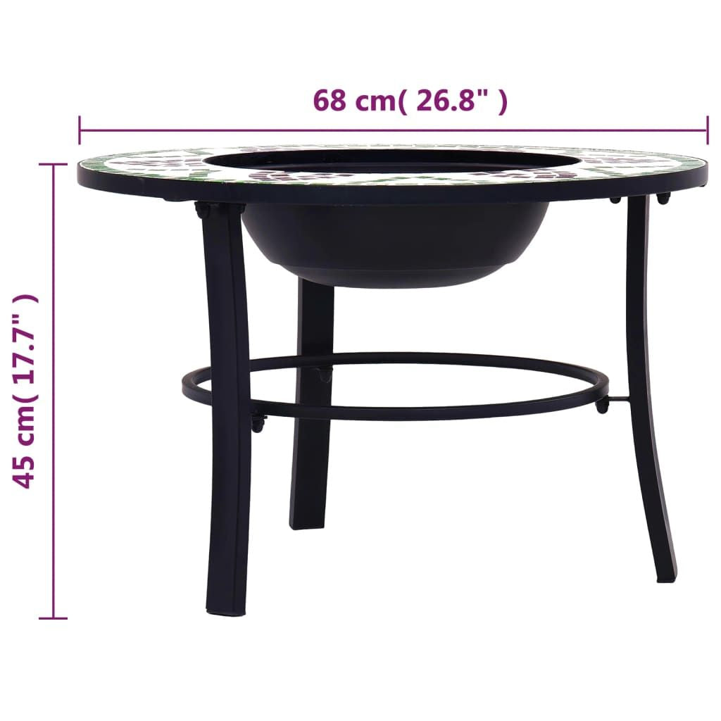 Mosaic Fire Pit Green 26.8" Ceramic