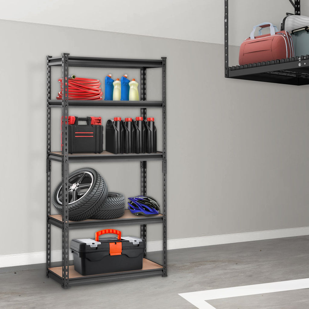 Storage Shelving Unit, 5-Tier Adjustable, 2000 lbs Capacity, Heavy Duty Garage Shelves Metal Organizer Utility Rack, Black, 30" L x 12" W x 60" H for Kitchen Pantry Basement Bathroom Laundry