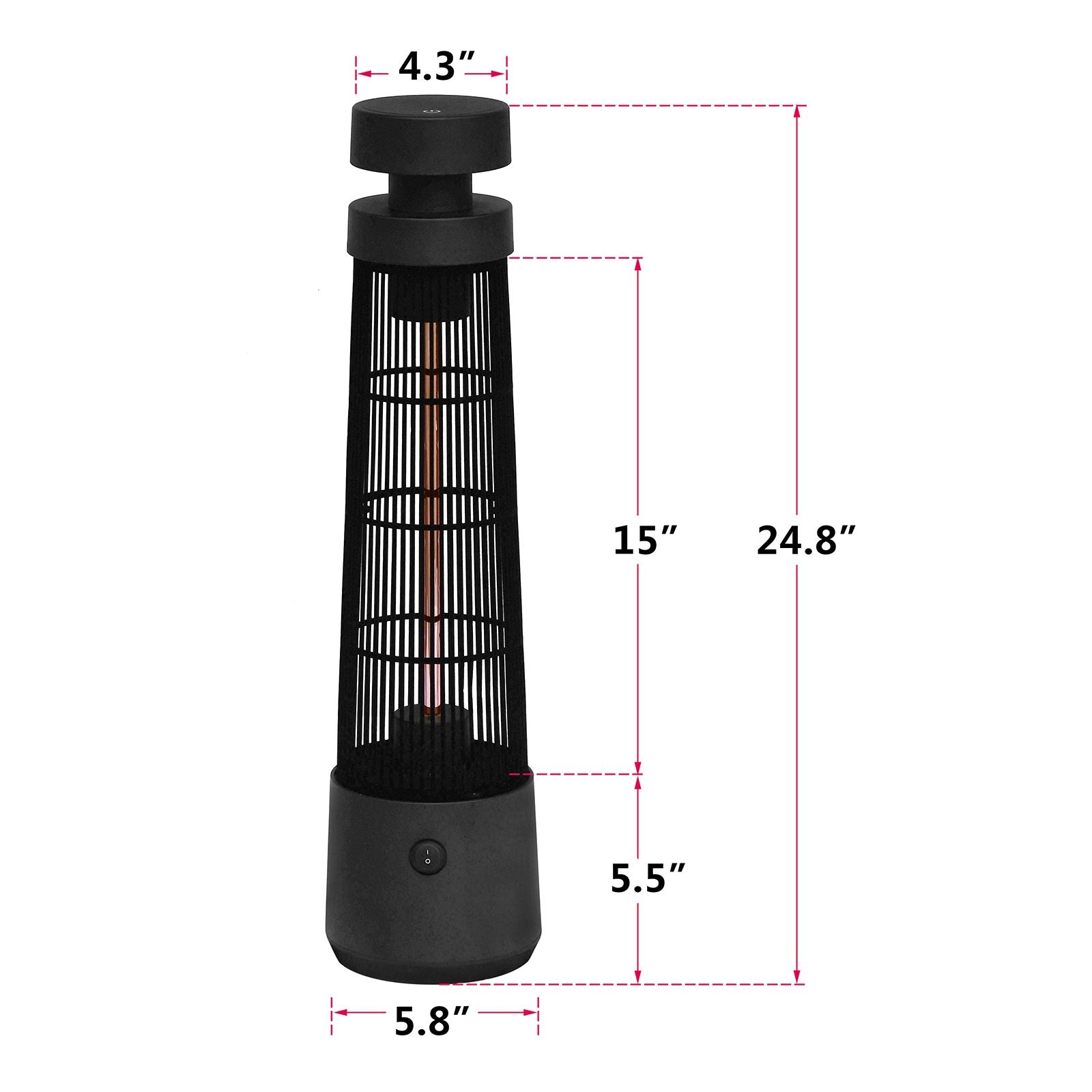 Infrared Electric Freestanding Outdoor Heater,IP55 Waterproof,Touch Switch,1200W