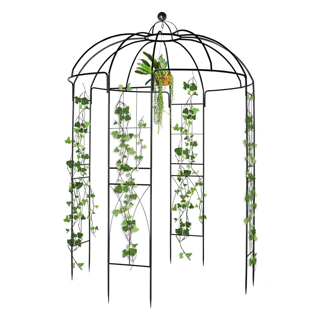 207*207*270cm Courtyard Wrought Iron Gazebo Iron Arch Black