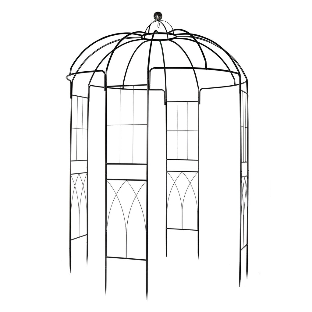 207*207*270cm Courtyard Wrought Iron Gazebo Iron Arch Black
