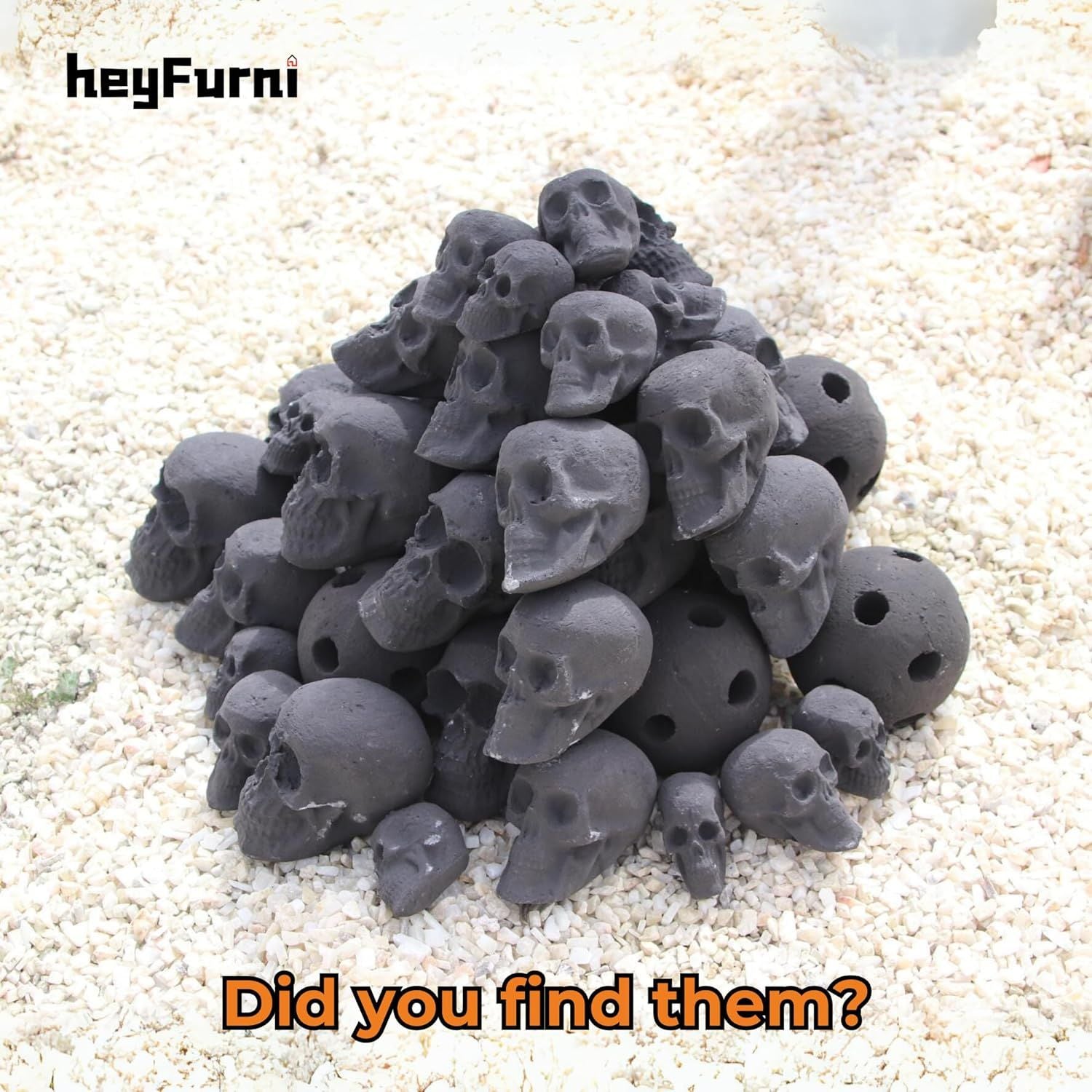 Hollow Ceramic Fire Balls, Set of 10 Fireplace Balls, Modern Accessory for Indoor/Outdoor Fire Pits or Fire Tables, Brushed Concrete Look, Midnight Black, 3 Inch