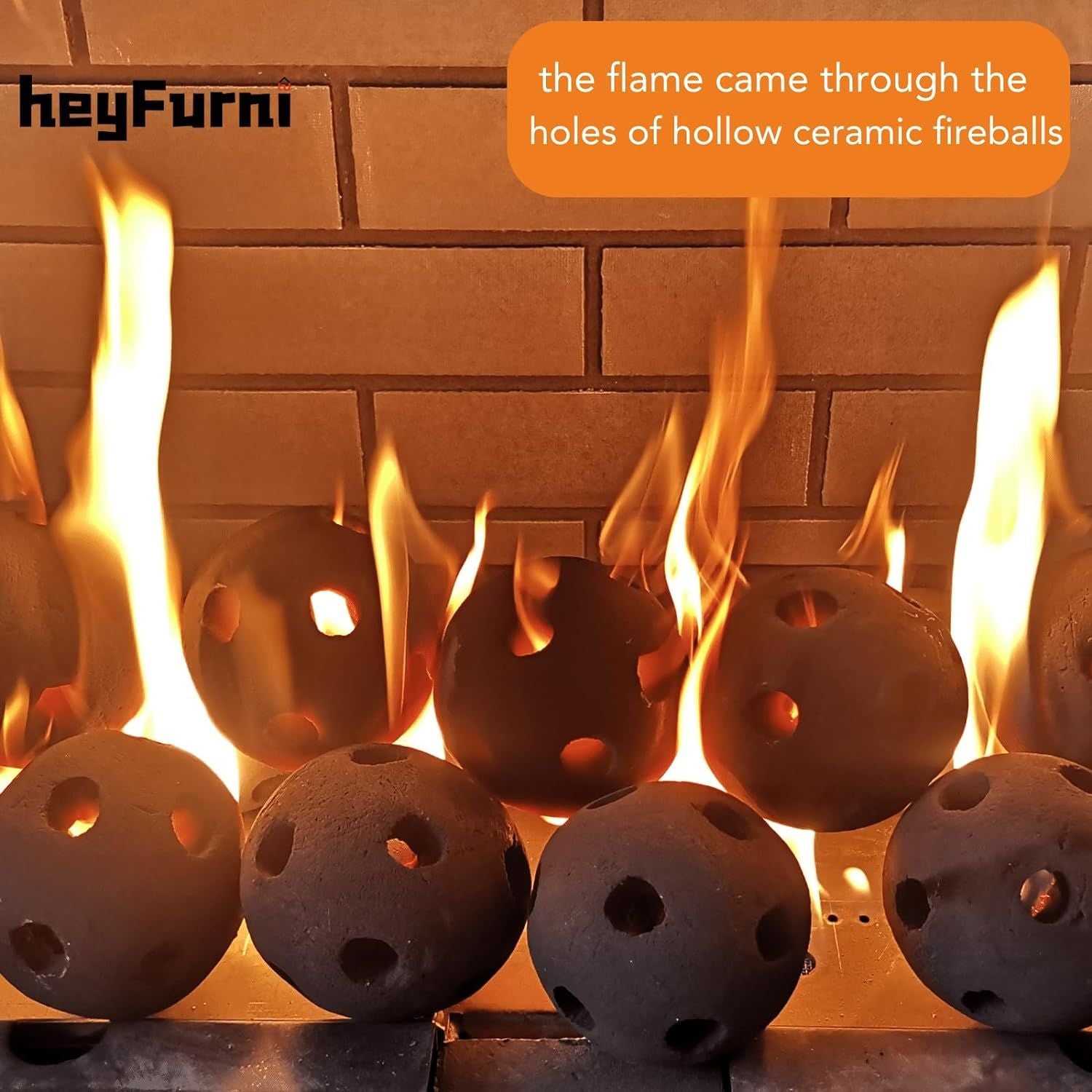 Hollow Ceramic Fire Balls, Set of 10 Fireplace Balls, Modern Accessory for Indoor/Outdoor Fire Pits or Fire Tables, Brushed Concrete Look, Midnight Black, 3 Inch