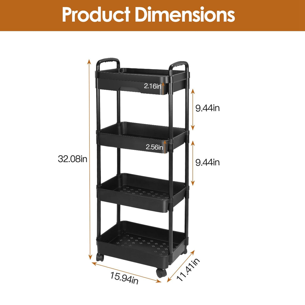 Rolling Utility Cart Movable Storage Organizer with Drawer Lockable Wheels 360 Degree Rotatable Hallow Design for Bedroom Bathroom Kitchen