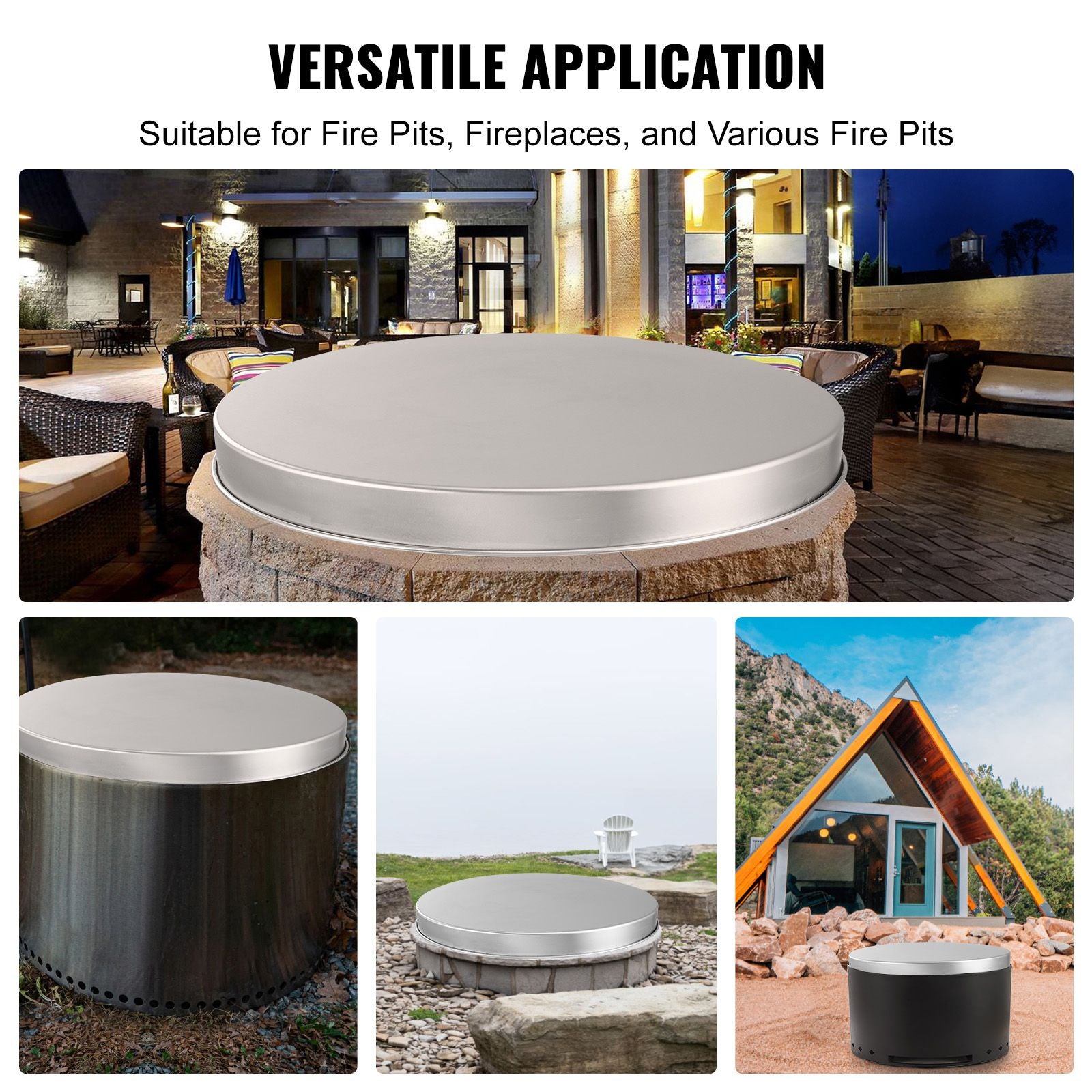 Fire Pit Cover Lid, 20" Portable Firepit Spark Screen,Stainless Steel Steel Metal Cover, Easy-Opening Outdoor Wood Burning and Camping Stove Accessory, for Outdoor Patio Fire Pits Backyard