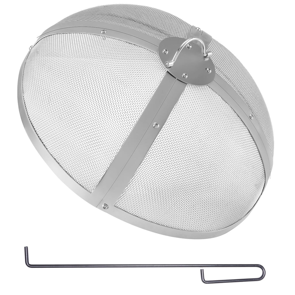 Fire Pit Spark Screen Round 20", Reinforced Heavy Duty Steel Metal Cover, Outdoor Firepit Lid, Easy-Opening Top Screen Covers Round with Ring Handle for Outdoor Patio Fire Pits Backyard