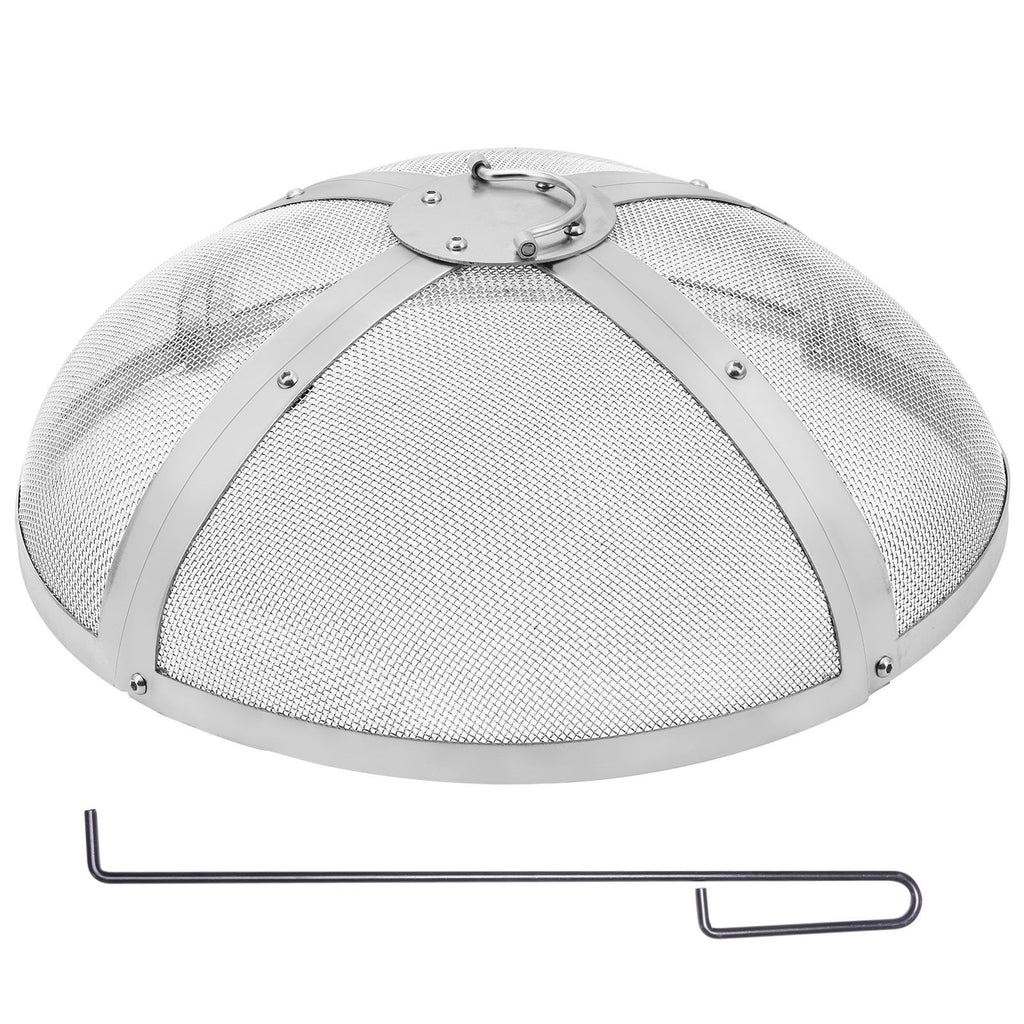 Fire Pit Spark Screen Round 20", Reinforced Heavy Duty Steel Metal Cover, Outdoor Firepit Lid, Easy-Opening Top Screen Covers Round with Ring Handle for Outdoor Patio Fire Pits Backyard
