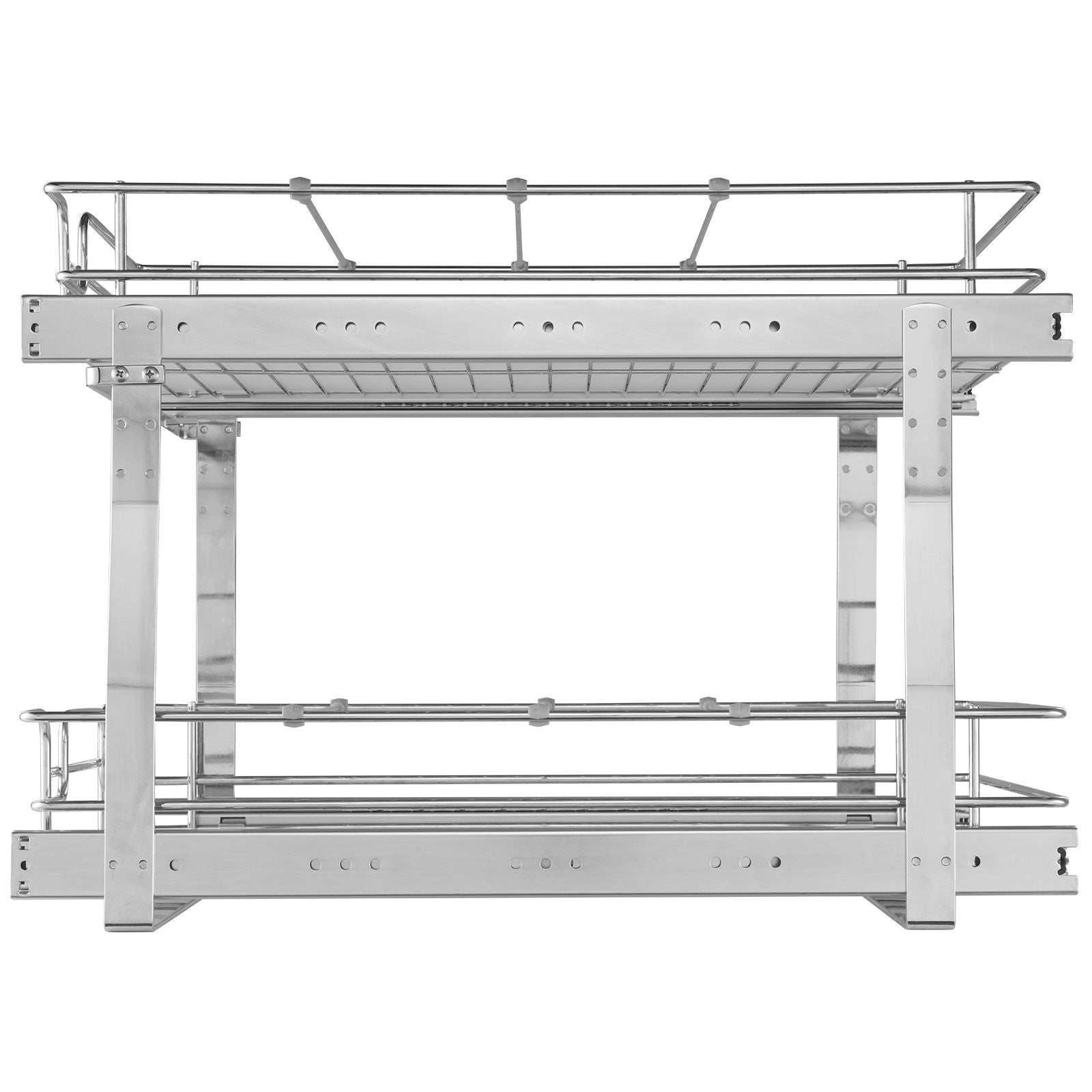 2 Tier 14"Wx21"Dx15"H Pull Out Cabinet Organizer, Heavy Duty Slide Out Pantry Shelves, Steel Roll Out Drawers, Sliding Drawer Storage for Home, 15.5"Wx22"Dx18"H Install Size for Cabinet
