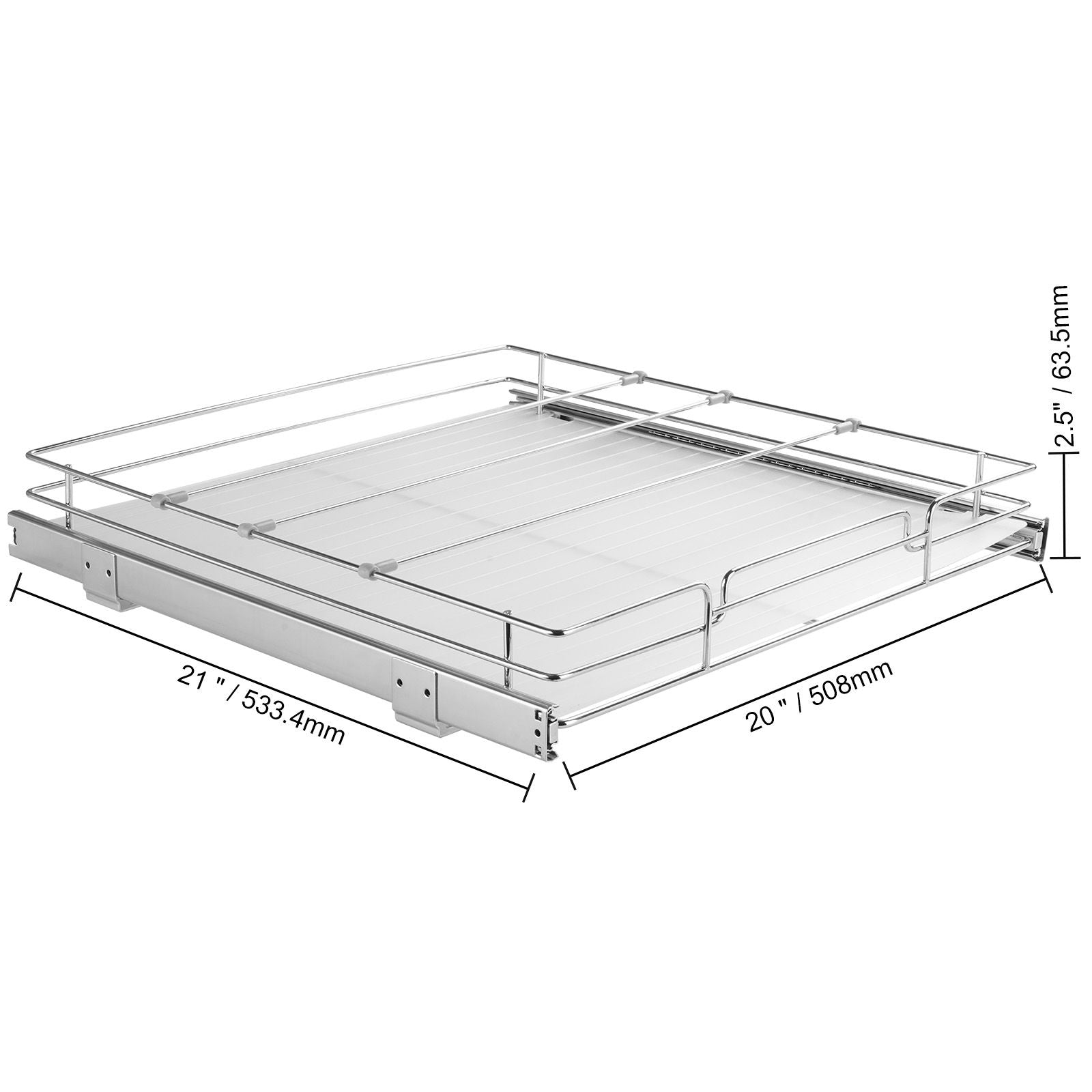 21.5"Wx21"Dx3.5"H Pull Out Cabinet Organizer, Heavy Duty Slide Out Pantry Shelves, Steel Roll Out Drawers, Sliding Drawer Storage for Home Under Sink, 23"Wx22"Dx7"H Install Size for Cabinet